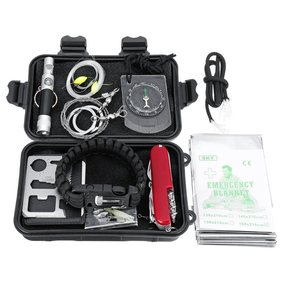 10 in 1 SOS Emergency Survival Equipment Tools Kit Tactical Hunting Gear Tools with Storage Box