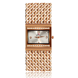 SOXY 0107J Rhinestone Rose Golden Ladies Bracelet Watch Gift Dress Quartz Watch