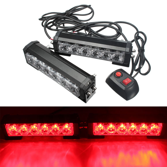 2PCS 12V 6 LED Strobe Lamp Car Truck Warning Flashing Emergency Grille Bar