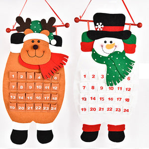 Christmas Countdown Calendar Snowman Deer Hanging Advent Calendar Decorations Home Decor