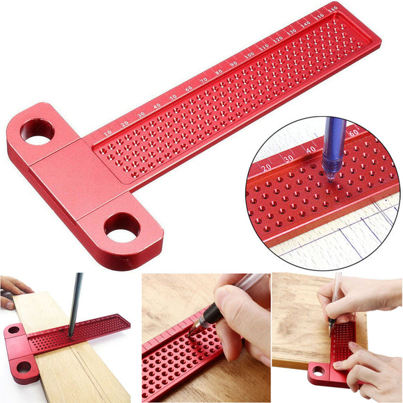 Aluminium Alloy T-160 Hole Positioning Metric Measuring Ruler Woodworking Tool Precision Marking Scriber