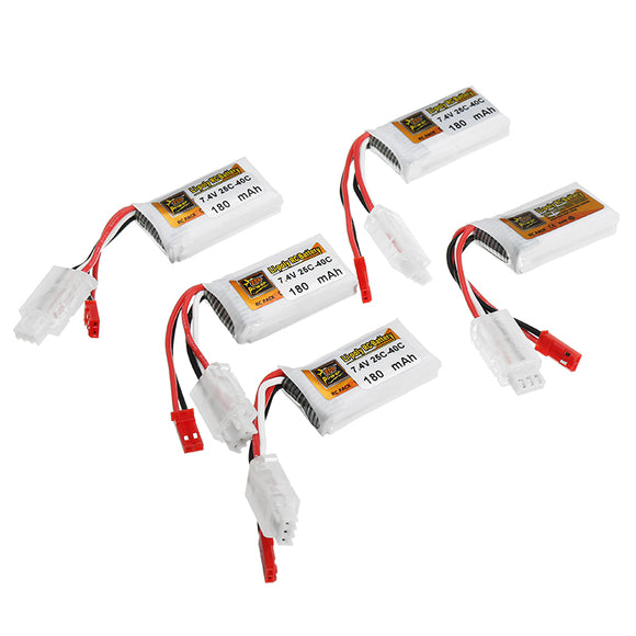 5 X ZOP Power 7.4V 180mAh 25C-40C 2S Lipo Battery JST Plug for RC Models