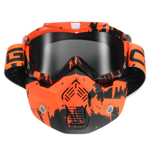 Detachable Modular Face Mask Shield Goggle Protect Motorcycle Helmet