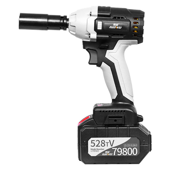 NANWEI 380N.M Brushless Electric Impact Wrench Adjustable Speed Regulation with 4.0/6.0Ah Lithium Battery and Charger