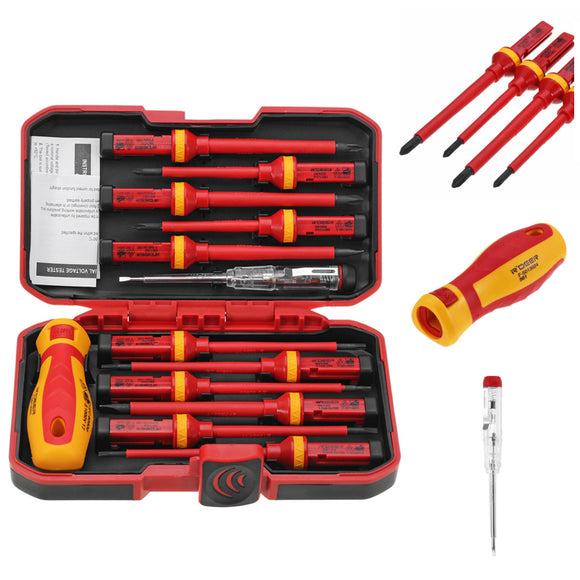 Raitool 13Pcs 1000V Electronic Insulated Screwdriver Set Phillips Slotted Torx CR-V Screwdriver Repair Tools