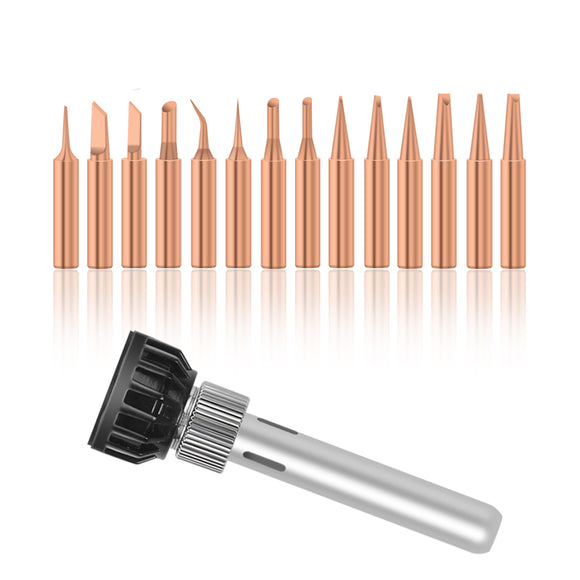 Handskit 15Pcs Pure Copper Solder Iron Tip 900M Tip for Soldering Rework Station Solder Tips