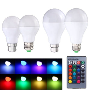 9W E27 B22 RGB Memory Function 16 Colors Changing LED Light Lamp Bulb  + Remote Control  AC85-265V