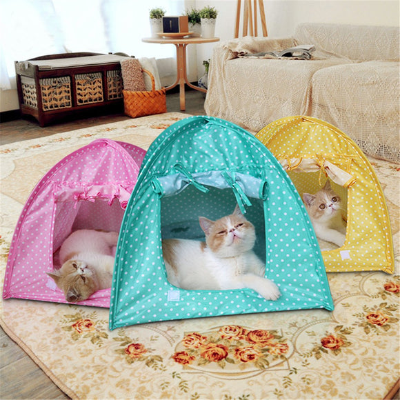 Foldable Pet Cat Tent Playing Bed House Kitty Camp Waterproof Outdoor Dog Kennel