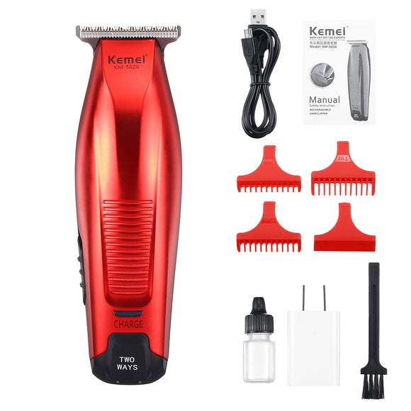 Kemei KM-5026 0mm Bald Rechargeable Professional Hair Trimmer Clipper Cordless Hair Straightener Hair Clipper DIY Modeling Haircut