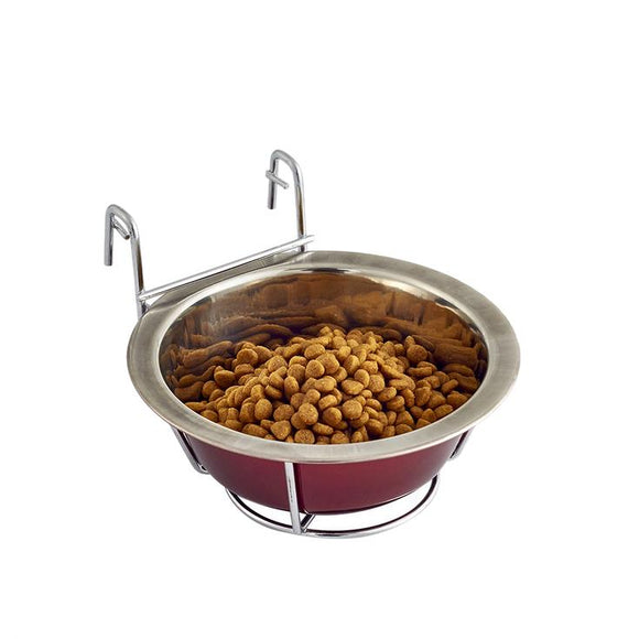 Stainless Steel Hanging Pet Bowl Food Water Feeder with Hanger for Dogs Cats Rabbits Bunny in Crate