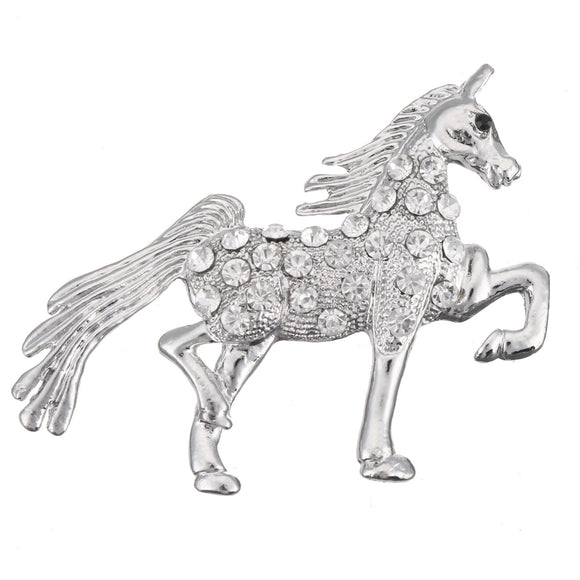 Crystal Rhinestone Brooch Unicorn Horse Pin Ribbon Buckle Belt