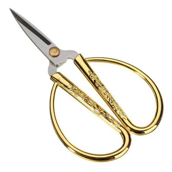 Alloy Gold Plated Dragon Phoenix Sharp Scissors Sewing Supplies For DIY Crafts 13cmx7cm