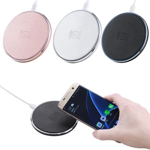 K1 Round PU Leather 10W Wireless Charging Charger Stand Pad For iPhone X Samsung S8 + S7