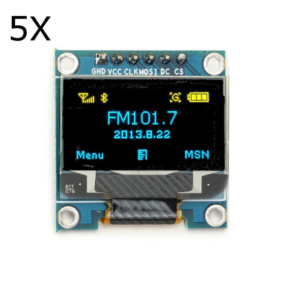 5Pcs 0.96 Inch 6Pin 12864 SPI Blue Yellow OLED Display Module For Arduino