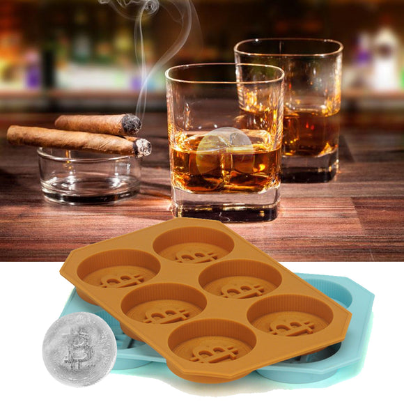 6 Grids Bitcoin Design Silicone Ice Cube Tray DIY Chocolate Cookies Biscuit Baking Ice Mold Maker