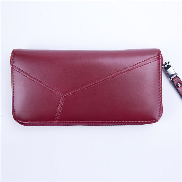 Women Zipper Long Wallets PU Leather 2 Folded Purse Card Holder Coin Bags Clutches Bags