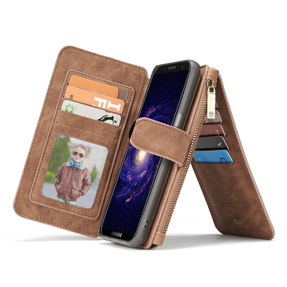 CaseMe Retro PU Leather Magnetic Detachable Zipper Wallet Pocket Case For Samsung Galaxy S8