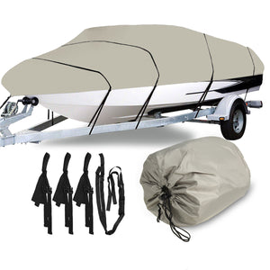 11-13ft/14-16ft/17-19ft/20-22ft 210D Heavy Duty Boat Cover For Fish Ski Bass V-Hull Runabouts Waterproof