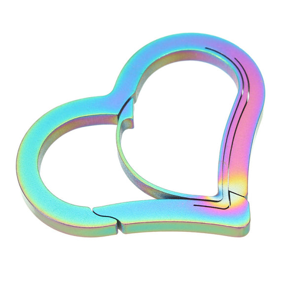 Heart Shape 3 CR 13 Steel Anti Theft Carabiner Keychain Hook Clip Buckle EDC Tool