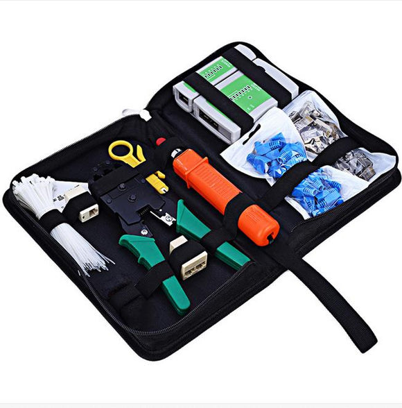 Network Cable Tester Crimper LAN Ethernet Kit Crimping Tool Set Cat5e Cat6 RJ45