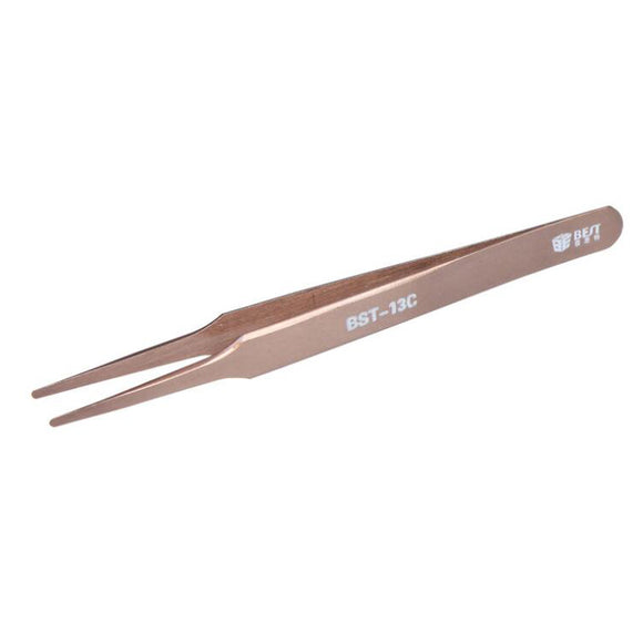 BEST BST-13C Anti-magnetic Anti-acid Stainless Steel Flat head Color Coated Tweezer For Mobile Phone