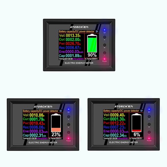 DT24P 1000V/500A IPS Display Digital DC Power Supply Voltmeter Ammeter Battery Coulometer Capacity Amp Tester Battery Fuel Meter for App External Shunt