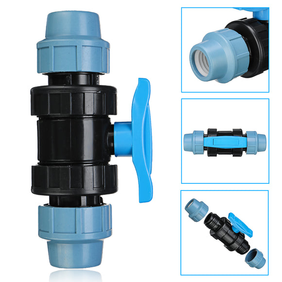 25mm MDPE Plastic Compression Water Pipes Tee Joiner Fittings with In-Line Ball Valve