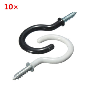 10pcs 55mm Plastic Cup Hook Wall Question Mark Hook Eyebolt Screws