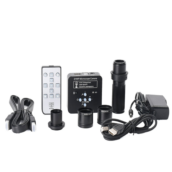 HAYEAR 21MP Industrial Electron Microscope with Lens + Adapter  Camera with HDMI USB2.0 Two Output