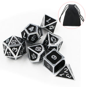 7pcs Heavy Metal Polyhedral Dices Multisided Dices Set RPG With Bag