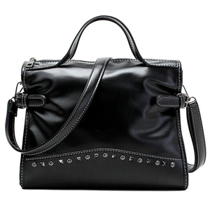 Leather PU Handbag Women Shoulder Bag Outdoor Travel Rivet Crossbody Tote