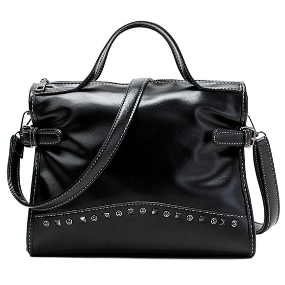 Leather PU Handbag Women Shoulder Bag Outdoor Travel Rivet Crossbody Tote