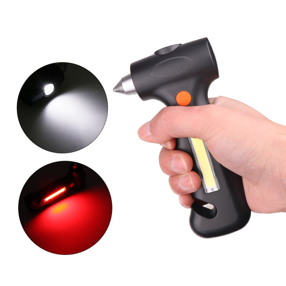 XANES 1448 LED + COB USB Rechargeable Magnetic Work Light Flashlight & Security Hammer&Cutter