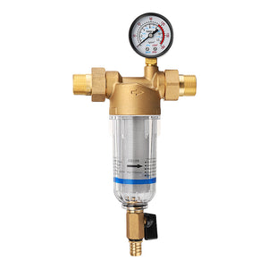 TMOK Water Pre Filter System 3/4 & 1" Brass Mesh Prefilter Purifier w/ Reducer Adapter & Gauge"