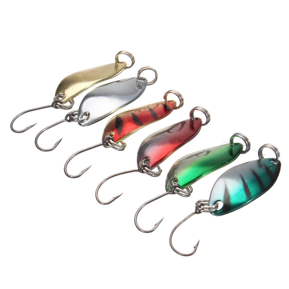 ZANLURE 6Pcs/Set 3.5cm 3g Spoon Fishing Lure Metal Bait Sequin Paillette Single Hook Set