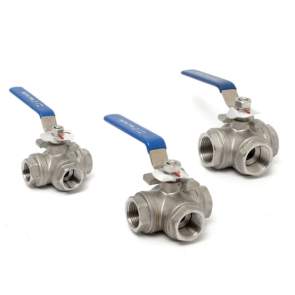 DN15 DN20 3-way Ball Valve Stainless Steel Female Port T Type Vinyl Float Valve Connector