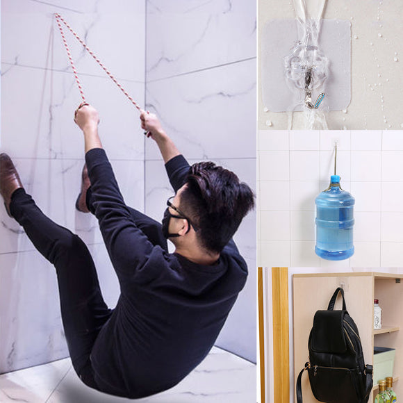 Honana HN-31 6PCs Strong Transparent Sticky Wall Hooks Hanger for Kitchen Bathroom Holder