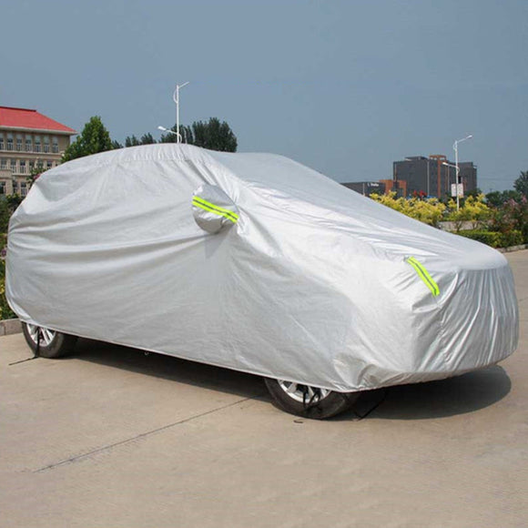 Universal SUV Full Car Cover Outdoor Waterproof Sun Rain Snow Protection UV Auto Case Cover Umbrella Silver