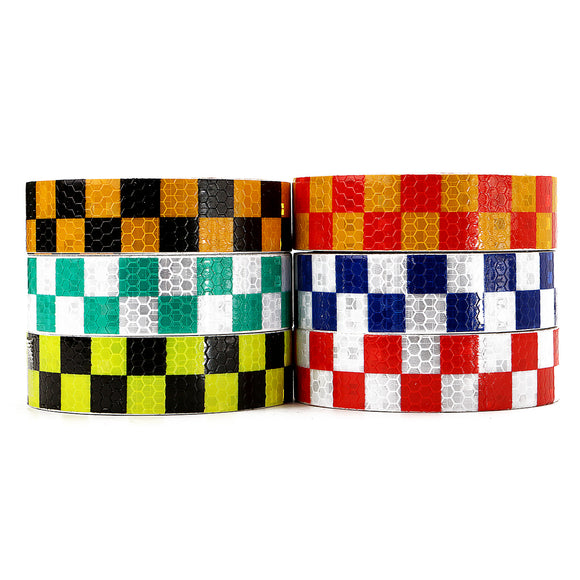 25mm*2m Warning Caution Reflective Sticker Dual Color Chequer Roll Signal