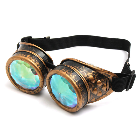 Kaleidoscope Glasses Vintage Style Windproof Outdoor Sunglasses Gold/ Siver/ Copper