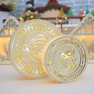 Christmas 2017 LED Night Light Wooden Round Lamp Wall Lights Hanging Tabletop Christmas Gifts