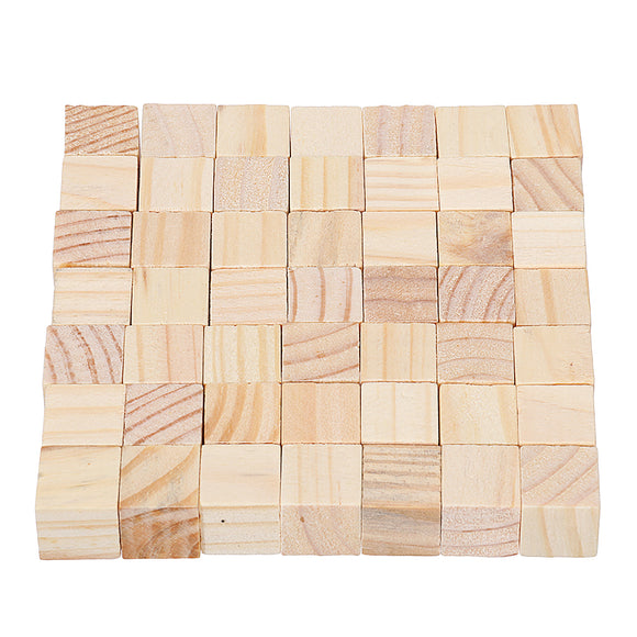 49Pcs 15mm Blank Pine Wood Cube Natural Wooden Square Blocks DIY Model Building Puzzle Decorations
