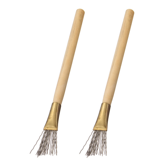 2pcs Wooden Handle Thick Thin Iron Wire Brush Clay Tool
