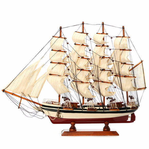 Handmade Ship Craft Wooden Sailing Boat Wood Sailboat Model Home Decor