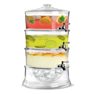 3-Layer Juice Cold Drink Lemonade Beverage Dispenser Cooler Holder With Taps