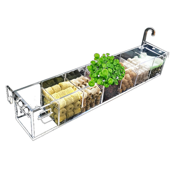 7 Grids Aquarium Fish Tank Pond External Hang Filter Box Acrylic