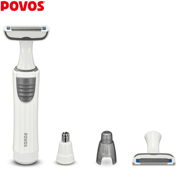 POVOS PR210 Electric Hair Trimmer for Men Female with Nose Ear Trimmer Double Blades Waterproof IPX4 Groom Kit