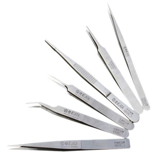 6pcs LAOA Stainless Steel Tweezers Soldering Tweezers Precision Tweezer Repair Tools