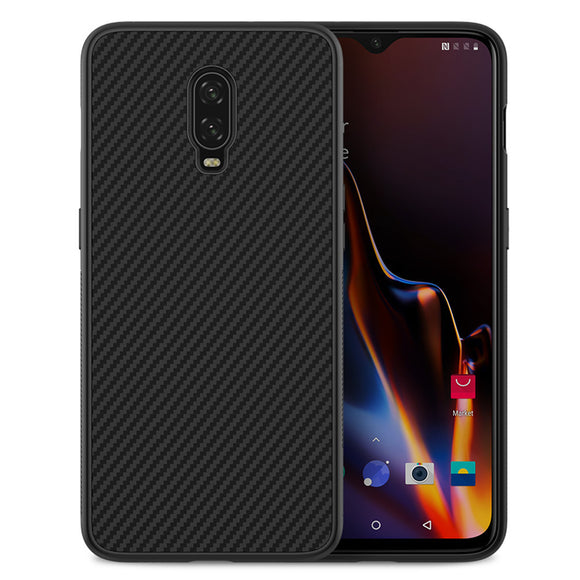 NILLKIN Carbon Fiber Shockproof Back Cover Protective Case with Metal Plate for OnePlus 6T