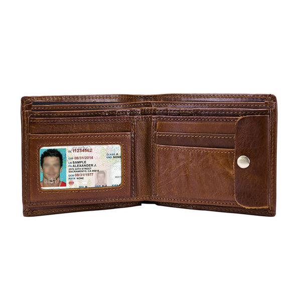 Men Vintage Leather Wallet Stylish Short Wallet 10 Card Slot Card Holder